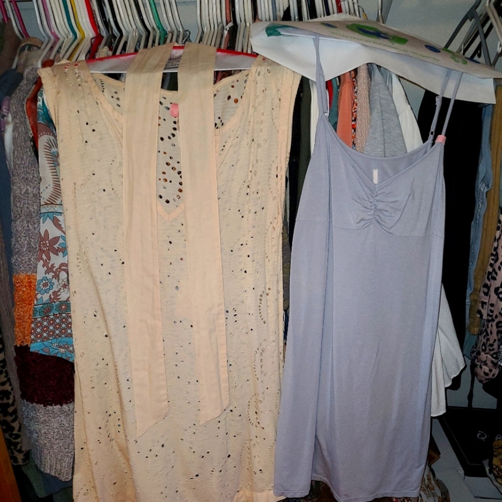 80's Vintage FREE PEOPLE MINI DRESS WITH SLIP.
